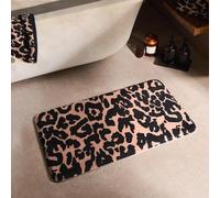 OHS Bath Mat For Bathroom Leopard Print Non Slip Bath Mat, Soft Super Absorbent Water Resistant Bathroom Rug Comfy Machine Washable Floor Mat, Black/Natural - 45x75cm