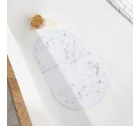 OHS Bath Mat Non Slip Anti Mold & Mildew with Strong Suction Cups Grip and Drain Holes Soft on Feet PVC Bathroom Mat Machine Washable Bathtub Shower Mats, Grey Marble - 69 x 39cm
