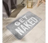OHS Bath Mat Non Slip Soft Get Naked Shower Textured Shaggy Absorbent Bathroom Rug in Grey OHS Grey