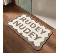 OHS Bath Mat Non Slip Tufted Rudey Nudey Bathroom Mat 45 x 75cm, Natural