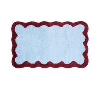 OHS Bath Mat Scallop Tufted Non Slip Bathroom Mat 45 x 75cm, Blue/Burgundy