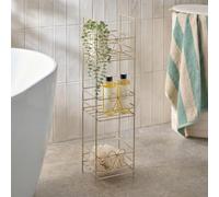 OHS Bathroom Caddy Freestanding Bow Design 3 Tier Shower Shelf, Cream | Bathroom Accessories Metal Slim Tall Bathroom Corner Storage Rustproof No Drilling Open Wire Quick Drainage Display Shelves