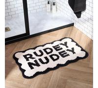 OHS Bathroom Mat Rudey Nudey Tufted Texture, Non Slip Bath Mat Super Soft Absorbent Quick Drying Bathroom Rug Machine Washable Shower Mat, Monochrome - 45 x 75cm