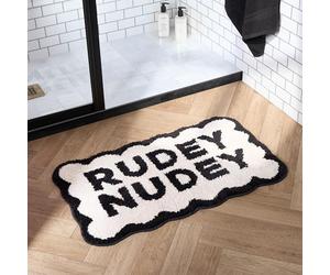 OHS Bathroom Mat Rudey Nudey Tufted Texture, Non Slip Bath Mat Super Soft Absorbent Quick Drying Bathroom Rug Machine Washable Shower Mat, Monochrome - 45 x 75cm