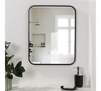 OHS Bathroom Mirrors for Wall, Large Mirror Black Framed Hallway Mirror with Clear Glass Metal Frame Decorative Home Accessories Wall Mirrors for Bedrooms Living Room Easy to Assembly, 54 x 42cm