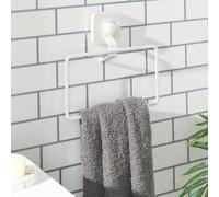 OHS Bathroom Towel Ring, White Metal Suction Towel Ring Drilling Rust Resistant Wall Mounted Hand Towels Holder for Bathroom Organizer & Kitchen Storage