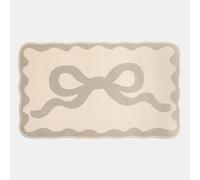 OHS Bathroot Mat, Soft Velvet Non Slip Bath Mat Water Absorbent Quick Drying Comfy Decorative Cute Bathroom Rug Machine Washable Shower Rug Foot Mats, Natural - Bows Print