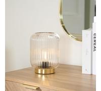 OHS Battery Operated Table Lamp Portable LED Touch Light Decorative Bedside | Clear Glass Lamps Cordless, for Bedroom Living Room Office Outdoor Use
