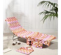 OHS Beach Towel Bag Microfiber Zigzag Quick Dry Absorbent Soft Large Travel, Orange