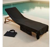 OHS Beach Towel Bag Microfibre Quick Dry Absorbent Bath Large Travel Spa in Black OHS Black