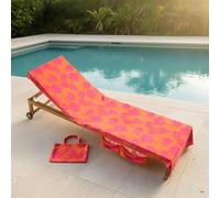 OHS Beach Towel in a Bag Sun Lounger, Soft Quick-Dry Absorbent Palm Tree Sun Bed Towel with Pockets Lightweight Large Beach Towels for Adults Holiday Essentials, 75 x 215cm - Orange Palm Tree