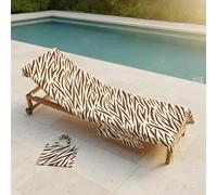 OHS Beach Towel in a Bag Sun Lounger, Soft Quick-Dry Absorbent Sun Bed Towel with Pockets Lightweight Large Beach Towels for Adults Holiday Essentials, 75 x 215cm - Brown Zebra