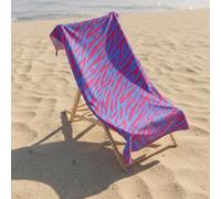 OHS Beach Towels for Adults Neon Zebra, Super Soft Quick Dry Sand Free Microfibre Towel Large Lightweight Compact Pool Summer Beach Essentials Travel Towel, Pink/Blue - 71 x 152cm