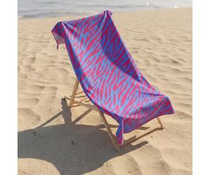 OHS Beach Towels for Adults Neon Zebra, Super Soft Quick Dry Sand Free Microfibre Towel Large Lightweight Compact Pool Summer Beach Essentials Travel Towel, Pink/Blue - 71 x 152cm