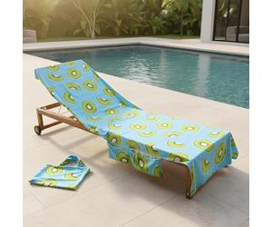 OHS Beach Towels for Adults Sun Lounger, Soft Quick-Dry Absorbent Sun Bed Towel with Pockets Lightweight Large Microfibre Beach Towel Holiday Essentials, 75 x 215cm - Blue Kiwi
