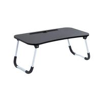 OHS Bed Laptop Table, Wooden Laptop Stand with Foldable Legs, Black-60x35x26cm