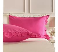 OHS Bedding Pillow Cases 2 Pack, Soft Microfibre Pillowcases with Frill Edge Comfy Hotel Quality Wrinkle & Fade Resistant Bed Pillow Cases with Envelope Closure, Hot Pink - 50 x 75cm
