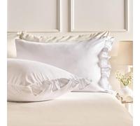 OHS Bedding Pillow Cases 2 Pack, Soft Microfibre Pillowcases with Frill Edge Comfy Hotel Quality Wrinkle & Fade Resistant Bed Pillow Cases with Envelope Closure, White - 50 x 75cm