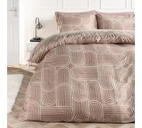 OHS Bedding Superking Duvets Sets, Reversible Super Soft Cosy Warm Microfibre Polyester Stylish Arches Superking Bedding Quilt Cover Comfy Duvet Cover Sets with Pillowcases, Natural/Stone
