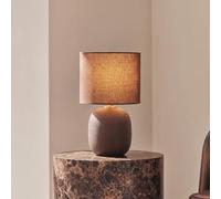 OHS Bedside Lamps Ribbed Base Rechargeable Lamp Battery Operated, Coffee | Small LED Light USB Table Lamp Fabric Shade Decorative Cordless Lamp Long Lasting for Living Room Bedroom Home Office