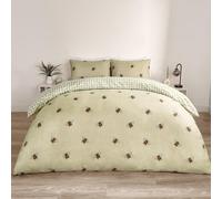OHS Bee Striped Duvet Cover Reversible Bedding Set, Sage - Double