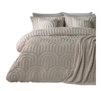 OHS Beige Bedding Quilt Cover Double Tufted Arches, Super Soft Cosy Warm Decorative Double Duvet Set Stylish Comfy Easy Care Bedding Sets with Matching Pillowcases, Stone