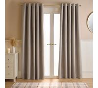 OHS Beige Eyelet Blackout Curtains for Bedroom Living Room, Woven Texture Soft Modern Decorative Insulated Lined Curtains Set for Summer Winter, 46x54”