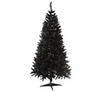 OHS Black Christmas Tree 6ft Xmas Trees Artificial Fake Realistic | 500 Branch Tips Easy Build Metal Stand Full Bushy Branches Indoor Festive Centrepiece Reusable Every Year Realistic Texture
