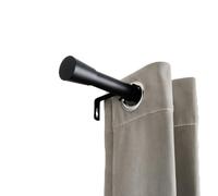 OHS Black Curtain Pole 120 to 220cm, Extendable Curtain Pole for Eyelet Curtains 28mm Curtain Rod with Trumpet Finials Adjustable Metal Curtain Poles Brackets Included