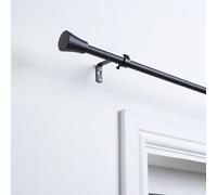 OHS Black Curtain Pole Trumpet, Sturdy Metal Rod with Trumpet Finials Extendable Curtain Pole 120 to 220 Adjustable Curtain Poles Wall Mount Brackets & Hardware Included
