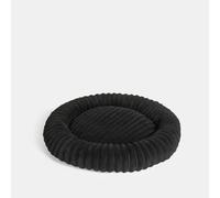 OHS Black Dog Bed Large, Faux Fur Ribbed Round Donut Dog Bed Super Soft Plush Puppy Cuddler Beds Non-Slip Base Anti Anxiety Washable Pet Beds for Cats, 70 x 70cm