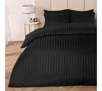 OHS Black Kingsize Duvet Cover Satin Stripe, Quilt Cover Bedding Luxury King Duvet with Pillowcases Ultra Soft Decorative Modern Bedding Set
