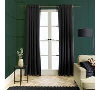 OHS Black Velvet Curtains for Bedroom 2 Panels, Super Soft Elegant Thermal Insulated Curtain Room Darkening Light Blocking Eyelet Curtains for Living Room, 66" x 54"