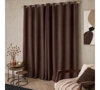 OHS Blackout Curtains 90"x90" Eyelet Woven Texture Thermal 2 Panels, Brown