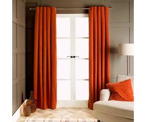 OHS Blackout Curtains for Living Room Bedroom, Super Soft Boucle Fabric Thermal Insulated Curtains Eyelet Curtains with Blackout Coating Back Layer 2 Panels, Rust - 66" x 90"
