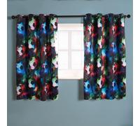 OHS Blackout Eyelet Curtains Football Panel Pair of Ring Top Ready Made in Black | Size: 117 cm width x 137 cm drop OHS Black 117 cm width x 137 cm drop