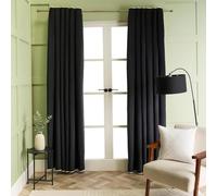 OHS Blackout Velvet Curtains for Bedroom, Thermal Insulated Curtains Piped Edge Eyelet Blackout Curtain for Living Room Window Treatment 2 Panels 66" x 72", Black/White