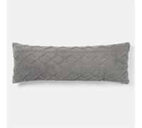 OHS Bolster Cushion Cable Knit Grey, Full Body Long Pillows Soft Cosy Hollowfibre Filling Pregnancy Pillow for Maternity Support and Side Sleeper Cuddle Bolster Pillow, 135 x 45cm