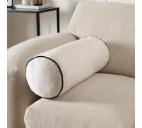 OHS Bolster Cushion Matte Velvet Cylinder Pillow, Soft Velvet Neck Roll Pillow for Armrest & Head Support Yoga Bolster Cushion for Sofa & Bed, Cream/Black-46x20cm