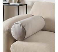 OHS Bolster Cushion Matte Velvet Filled Bedroom Sofa Plump Pillow, Grey Charcoal