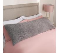 OHS Bolster Pillow for Bed, Teddy Fleece Full Body Pillows Soft Long Pregnancy Pillow for Maternity Support & Side Sleeper Comfy Cosy Cuddle Cushion, 137 x 40cm - Grey