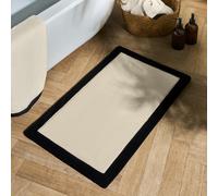 OHS Border Trim Bath Mat Non Slip Shower Rug in Cream OHS Cream