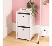 OHS Boston 2 Cubes Ladder Storage Unit Multifunctional Organiser with Metal Frame in White OHS White
