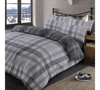 Ohs Boston Brushed Cotton Duvet Cover Pillowcase Bedding Set, Grey King