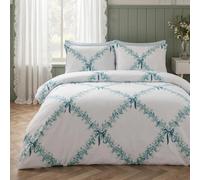 Ohs Botanics Lattice Embossed Waffle Duvet Cover Set With Pillowcase - Ivory