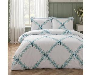 Ohs Botanics Lattice Embossed Waffle Duvet Cover Set With Pillowcase - Ivory