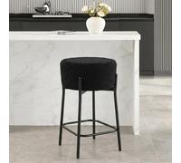 Ohs Boucle Bar Stool Kitchen Chair Pub Seat Home Décor - Black