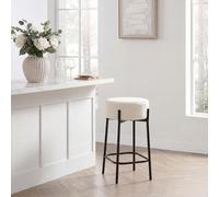 Ohs Boucle Bar Stool Kitchen Chair Pub Seat Home Décor - White