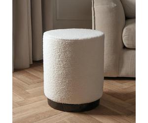 OHS Boucle Dressing Chair Ottoman with Black Metal Base, Soft Luxury Boucle Texture Footrest Stool Storage Seat for Living Room Bedroom Hallway, One Size - Cream