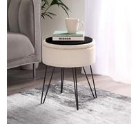 OHS Boucle Fleece Foot Stool Storage Seat Chair in Cream OHS Cream